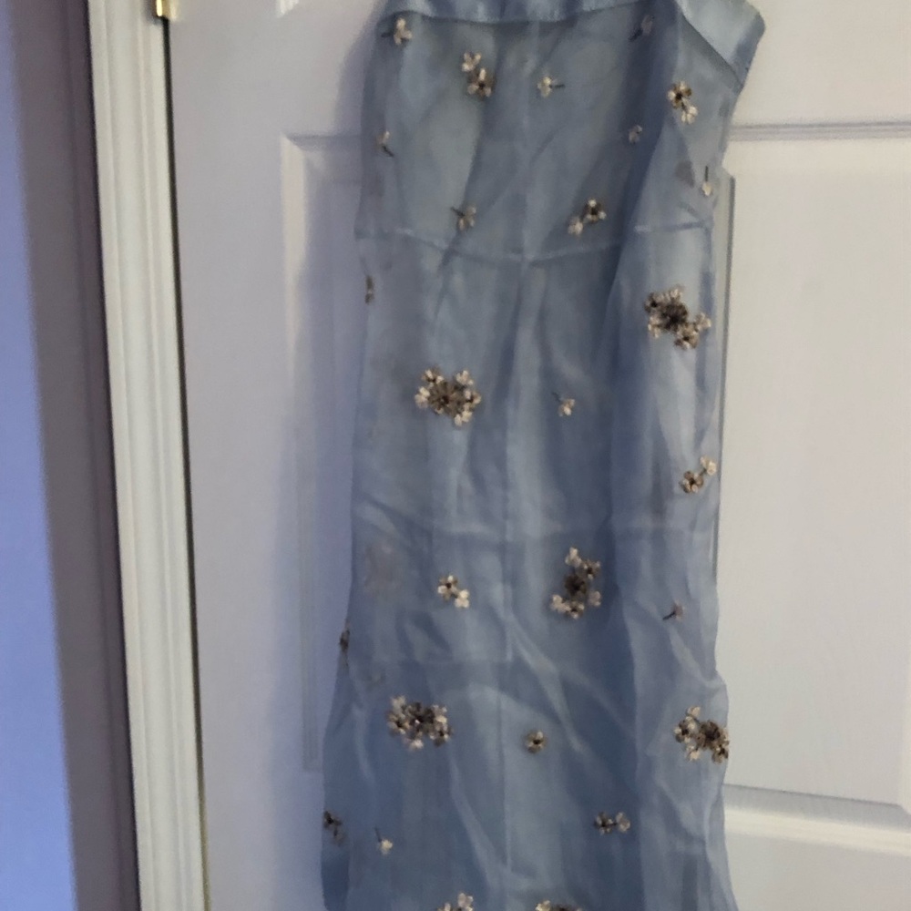 BCBG Max Azria Blue Embellished Cocktail Dress with slip size 6
